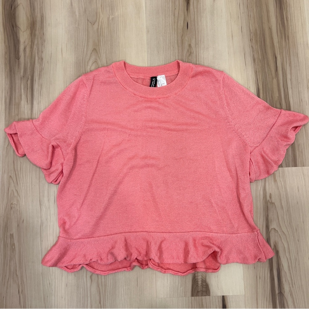 H&M Pink Peplum Top Size Small